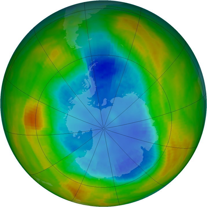 Antarctic ozone map for 30 August 1986